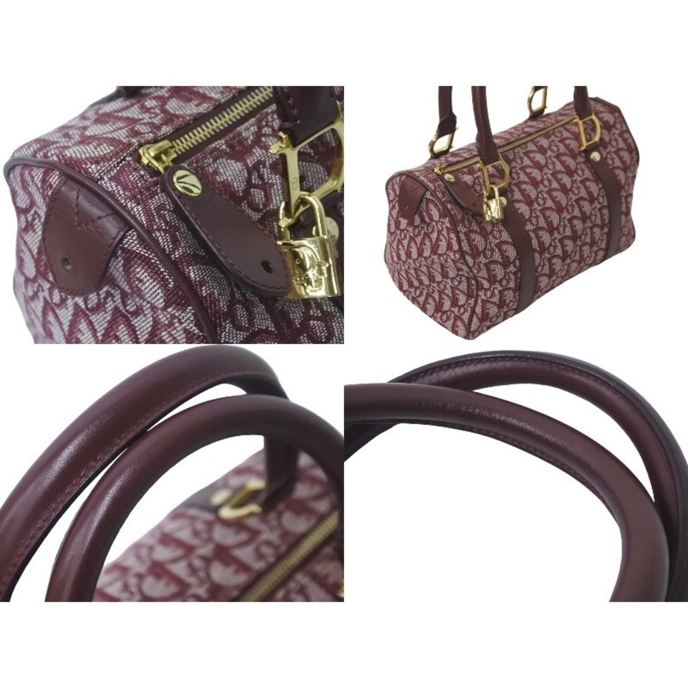 Christian Dior Trotter Handbag Canvas Leather Bordeaux - Picture 5 of 9